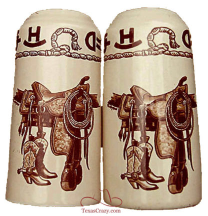 Boots and Saddle pattern 5 inch salt pepper set # 08