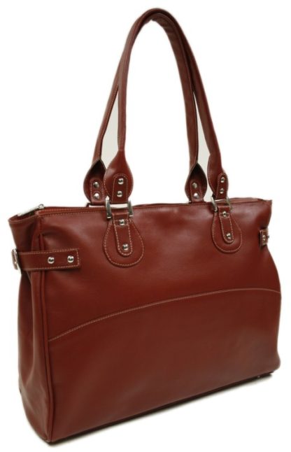 2758 leather Texas laptop tote in red