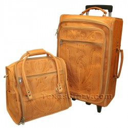 440 Tooled Leather Luggage Set in Natural Tan