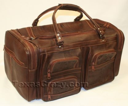 480 dark brown tooled duffel f