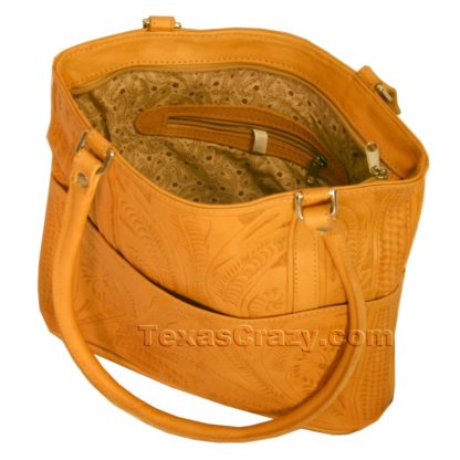 519 tooled leather tote in natural