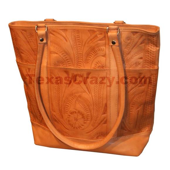 Buy Tooled Leather Shopping Tote - Texas Western Luggage Store