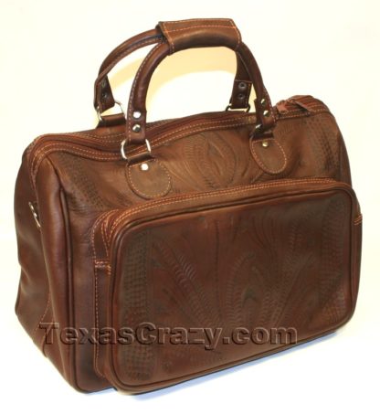 704 dark brown tooled satchel f