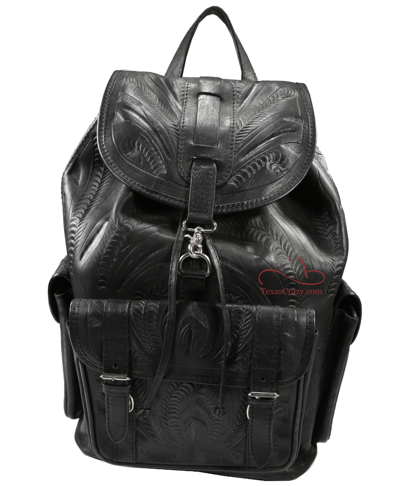 leather backpack black