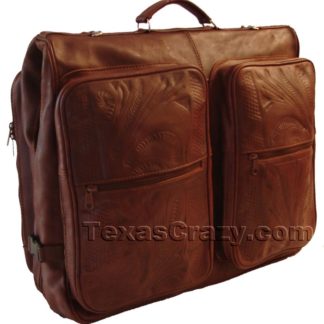 8058 hand tooled leather garment bag