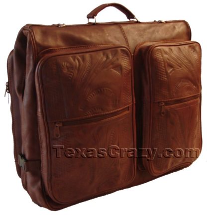 8058 hand tooled leather garment bag