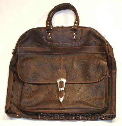 809 dark brown tooled garment bag f