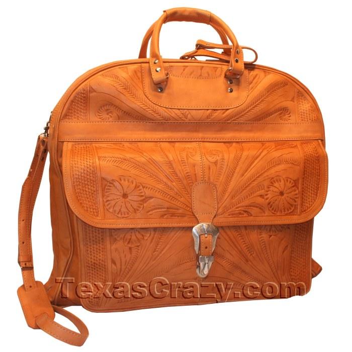 Buy Tooled Leather Garment Bag Texas Luggage 809