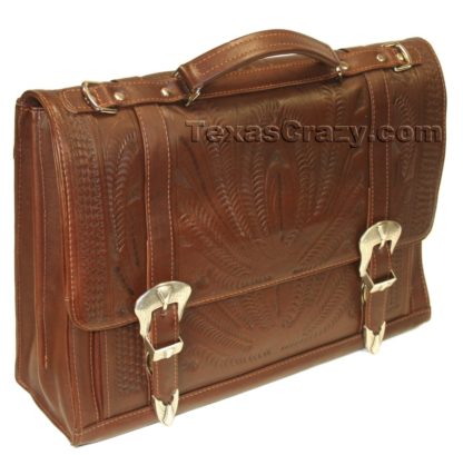 8442 tooled briefcase brown f