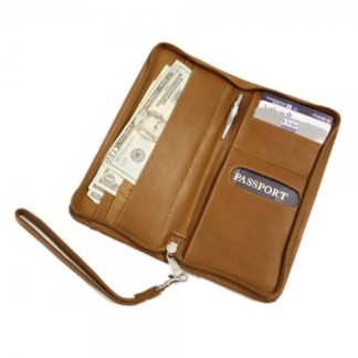 9102 saddle zippered leather passport ticket holder