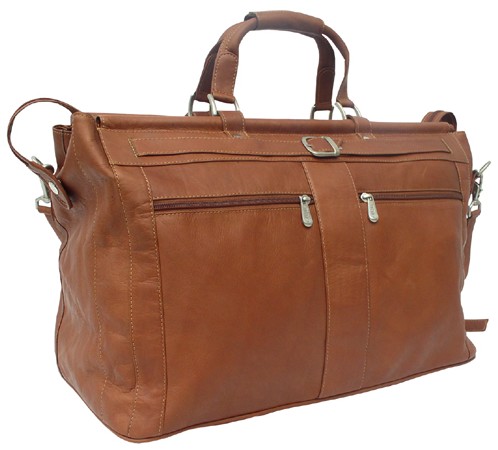 Piel Leather Executive Expandable Garment Bag - Saddle