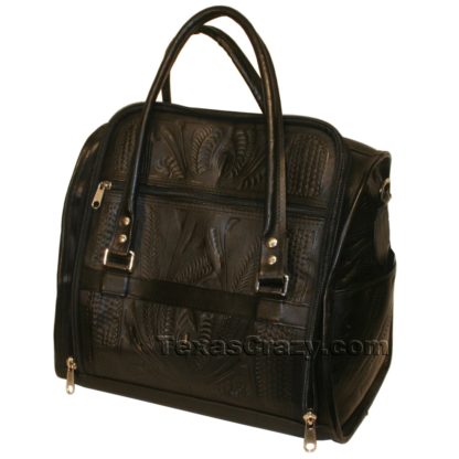 990 black tooled leather vanity travel case