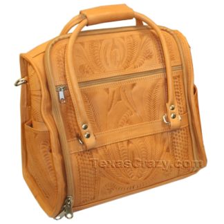 990 natural tooled leather vanity travel case