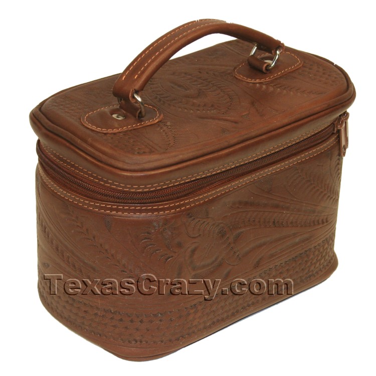 Buy Tooled Leather Cosmetic Train Case Luggage