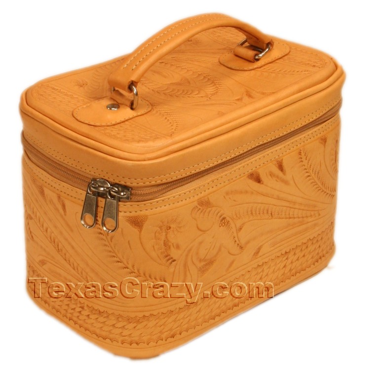 Buy Tooled Leather Cosmetic Train Case Luggage