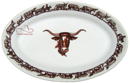 Longhorn pattern 16 inch oval serving platter # 13