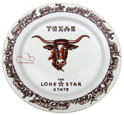 Longhorn pattern 11 inch Texas limited edition dinner plate # 18