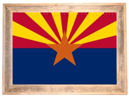 Arizona State Flag Framed in Light Barnwood