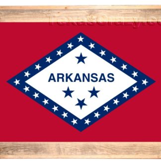 Arkansas State Flag Framed in Light Barnwood