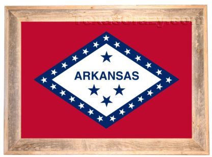 Arkansas State Flag Framed in Light Barnwood