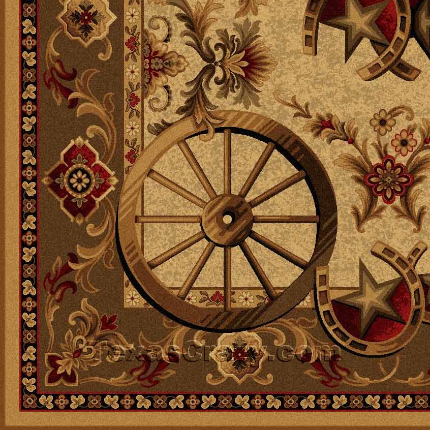 Western Wagon Wheel 5 X 8 Area Rug Texas Western Wagon Wheel 5 X 8 Area Rug