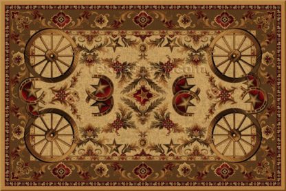 beige western wagon wheel rug f