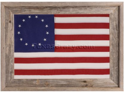 Betsy Ross First American Flag Framed Light Barnwood