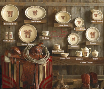 boots saddle china ranch dinnerware