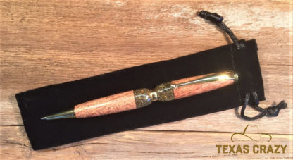cactus mesquite wood pen with velour pouch