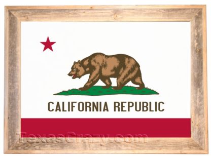 California State Flag Framed in Light Barnwood