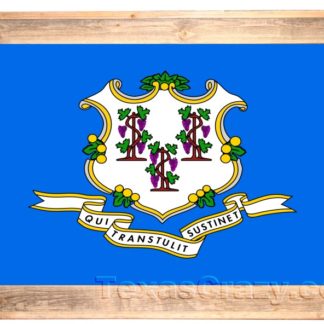 Connecticut State Flag Framed in Light Barnwood