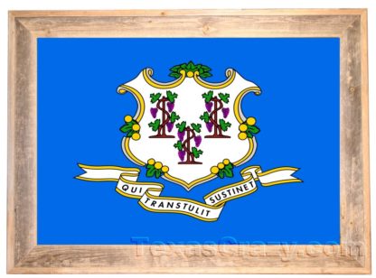 Connecticut State Flag Framed in Light Barnwood