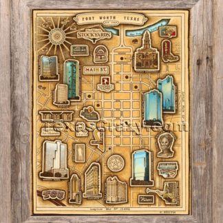 Fort Worth map framed