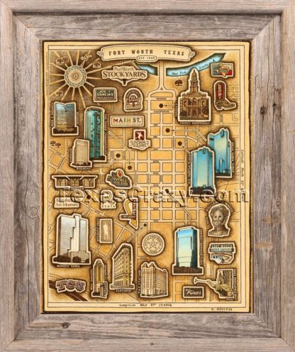 Fort Worth map framed