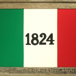 1824 Texas alamo flag framed in light barnwood
