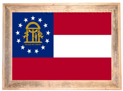 Georgia State Flag Framed in Light Barnwood