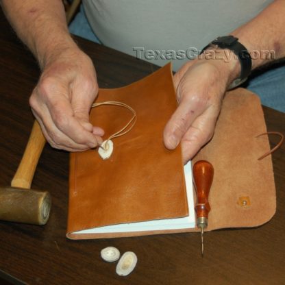 handmade leather journal assembly
