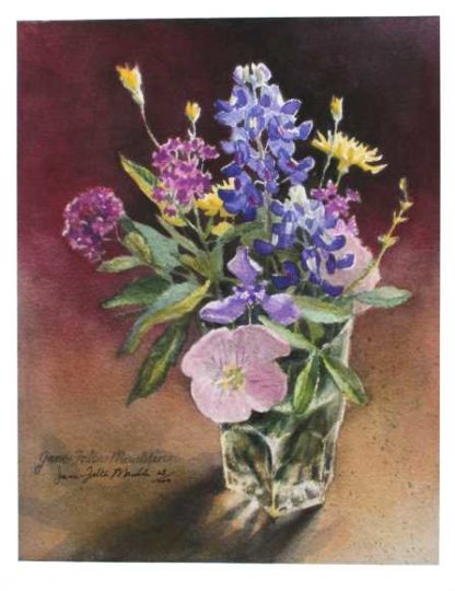 Texas Hill country floral bouquet art print Jane Mauldin
