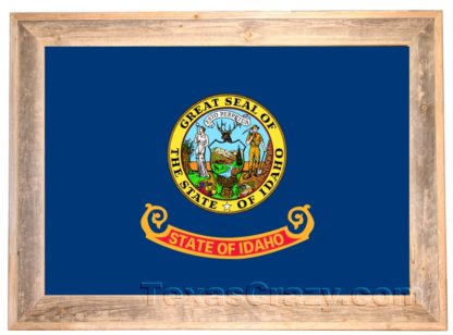 Idaho State Flag Framed in Light Barnwood