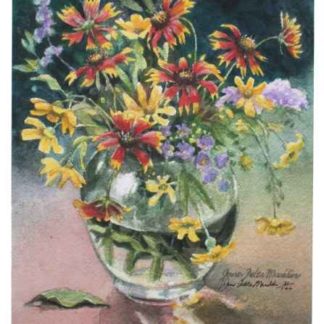 Indian blankets widlflower arrangement art print Jane Mauldin