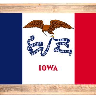Iowa State Flag Framed in Light Barnwood