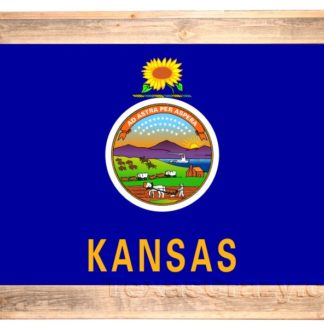 Kansas State Flag Framed in Light Barnwood