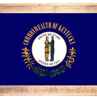 Kentucky State Flag Framed in Light Barnwood