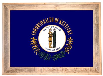 Kentucky State Flag Framed in Light Barnwood