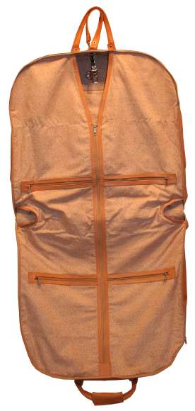 leather garment bag inside view f