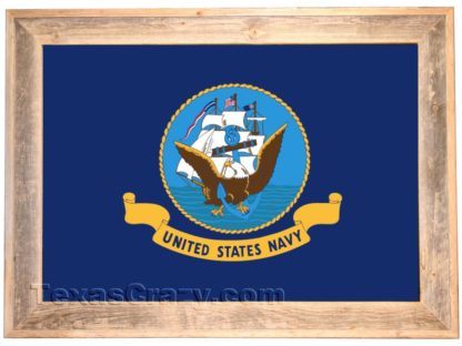 Framed US Navy Flag in Light Barnwood