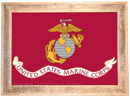 Framed US Marines Flag in Light Barnwood