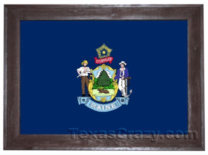 maine flag framed dark f