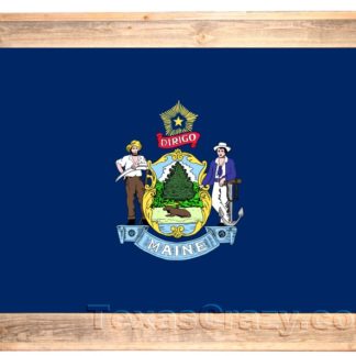 Maine State Flag Framed in Light Barnwood