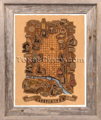 Austin Map Framed